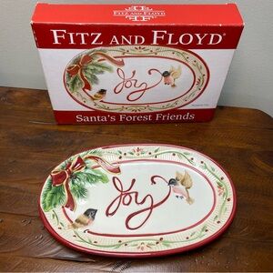 Fitz And Floyd 2011 Santa's Forest Friends Sentiment Tray Serving NIB